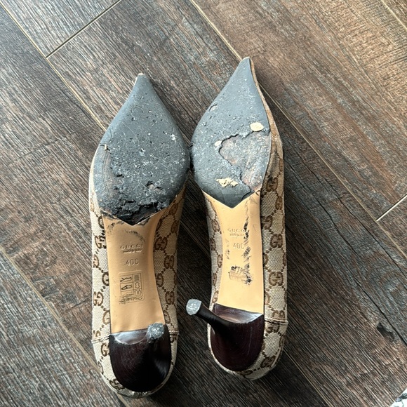 Vintage Gucci canvas heels - 100% authentic - sz 10/40 - TTS - Picture 5 of 5
